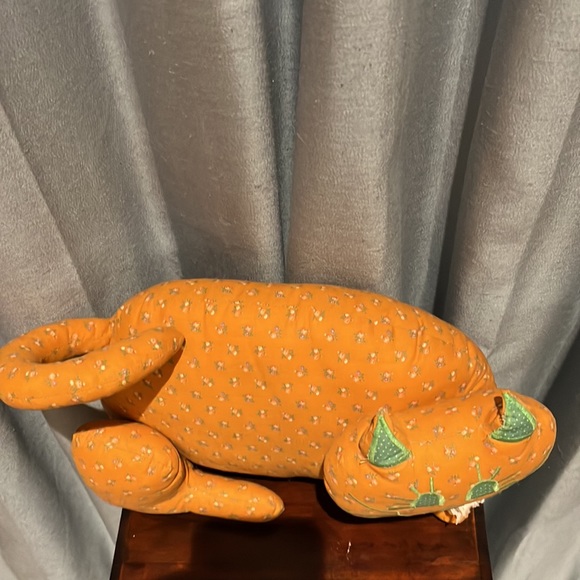 HOST PICK! Handmade Cat Plush Toy Orange Calico Fabric. Perfect fall decor. - Picture 10 of 11